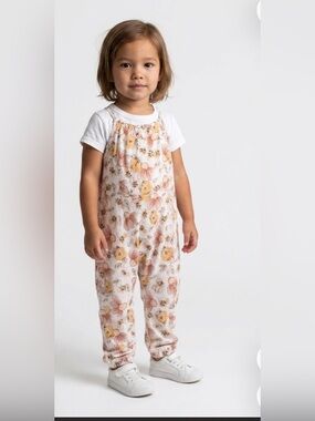 Little snuggles 2T bamboo Floral honey bee Spaghetti-Strap Jumpsuit